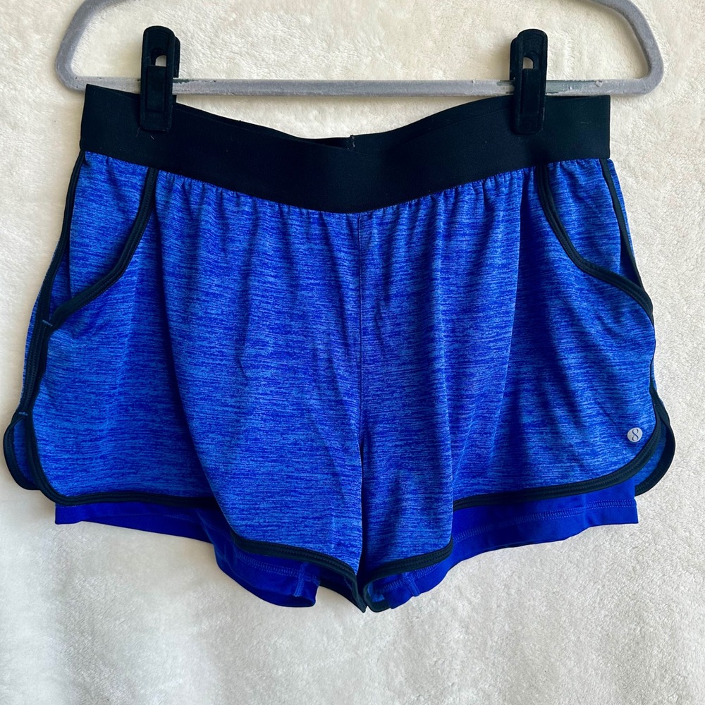Layers‎ 2-in-one Running Shorts w/ Attached Compression Shorts Size Large Blue